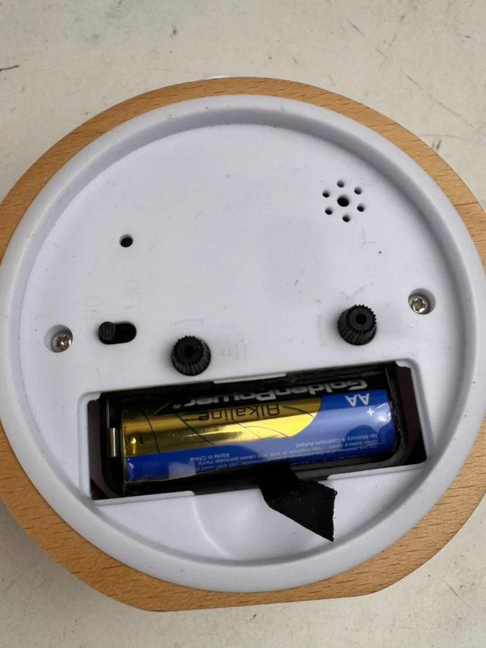 modern round wood desk alarm clock 3.75